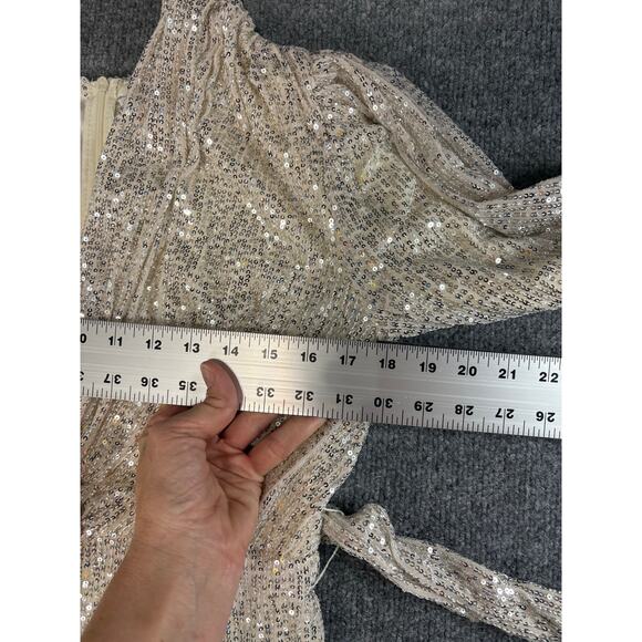 NWT Baltic Born Brussels Sequin Jumpsuit Ivory White Sparkly Holiday Sz L - Picture 8 of 10